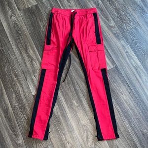Mens Red and Black striped Pants